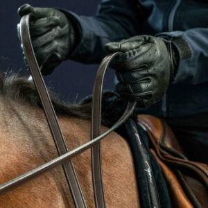 New English 12 Full Leather Double Bridle Reins Brown Lifestyle